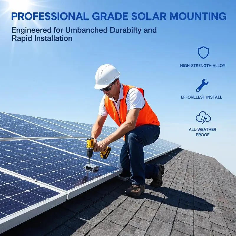 Solar Panel Mid Clamps Heavy Duty Aluminium Mounting Accessory 1/12 Pcs for Home Roof PV System Installation Solar Panel Mid Cl