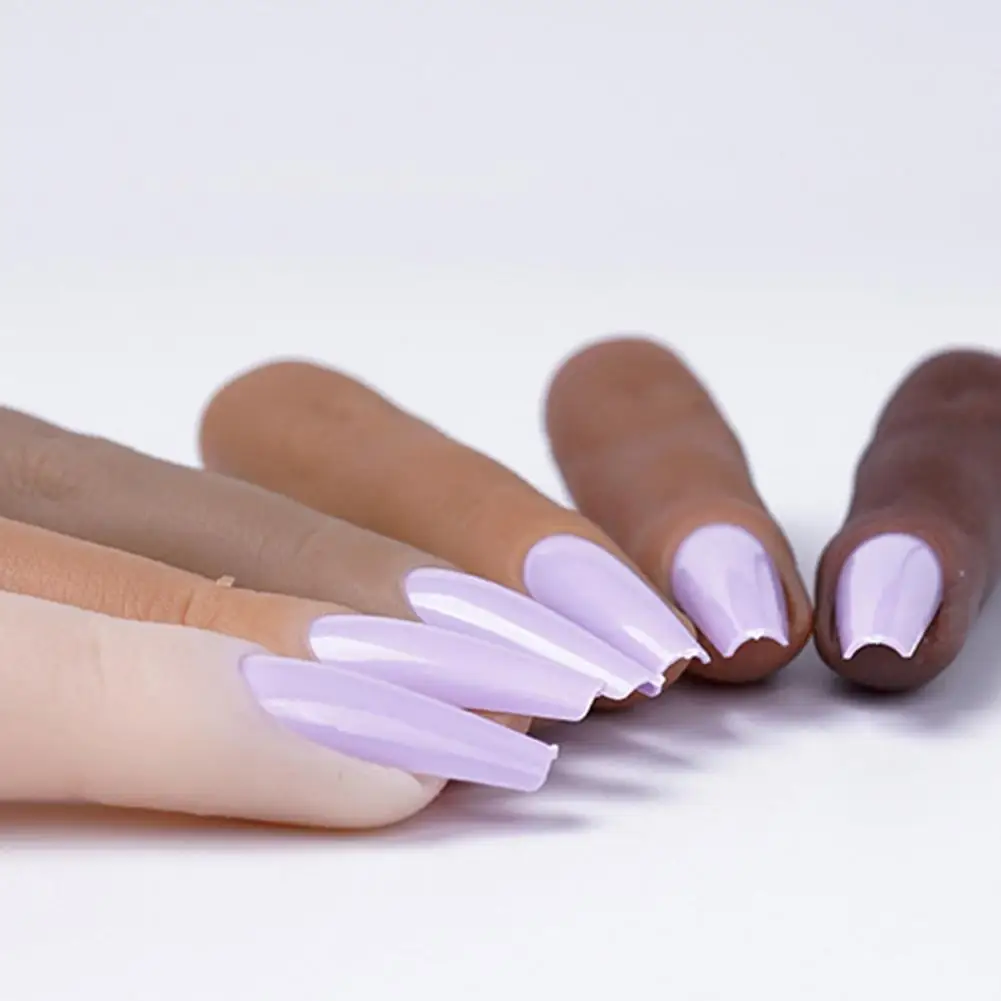Nail Art Finger Models Reusable Easy to Clean Nail Art Practice Fingers Silicone Practice Finger Nails Model Realistic for Nail