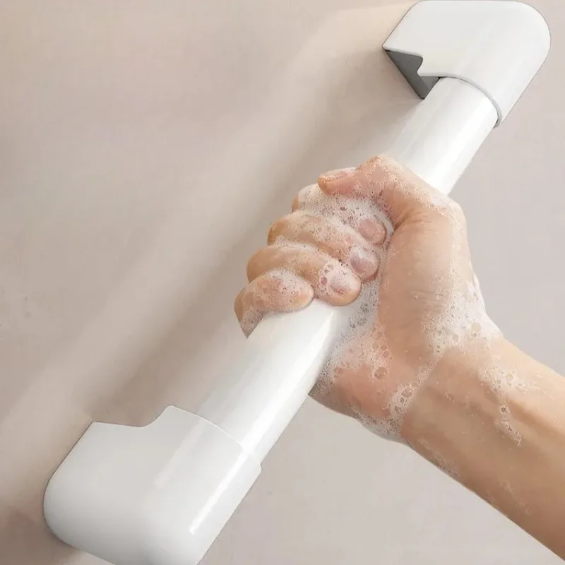 Japanese Style Antibacterial Bathroom Grab Bar, Plastic Safety Handle for Elderly Anti-Slip Fall Prevention, Drill Assist Rail