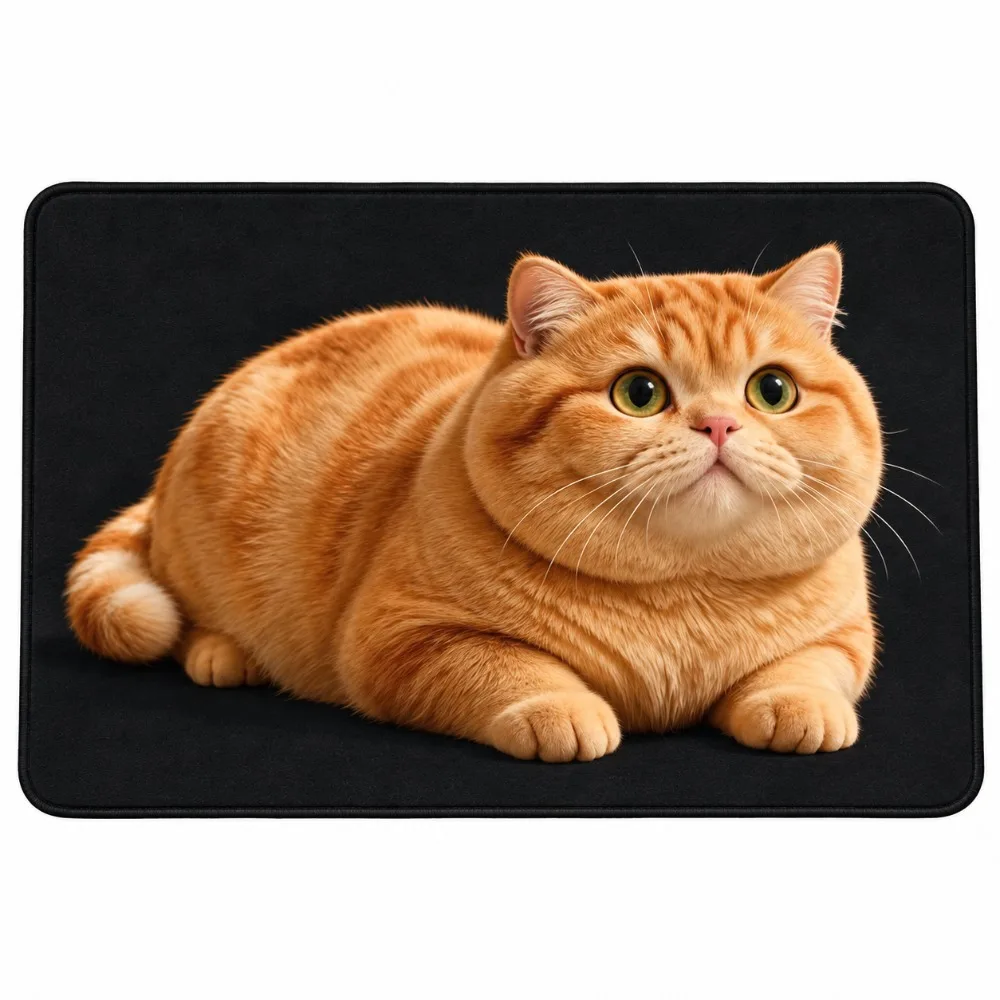 Cute 2D Cat Area Rug Non-Slip Anti-fouling Home Decor Carpet Easy To Clean Diatomaceous Earth Cartoon Carpet Living Rooms