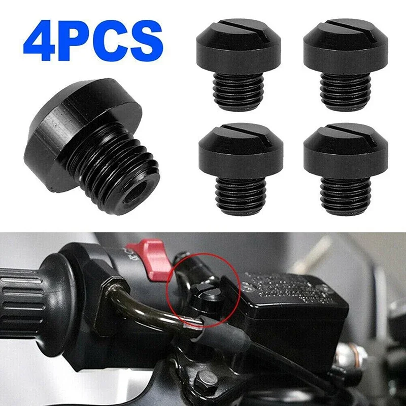 4Pcs Motobike M8 x 1.25 Mirror Hole Plug Screw Bolts Trim Universal Fit For Motorcycle Left Right Hand Thread Mirror Hole Caps