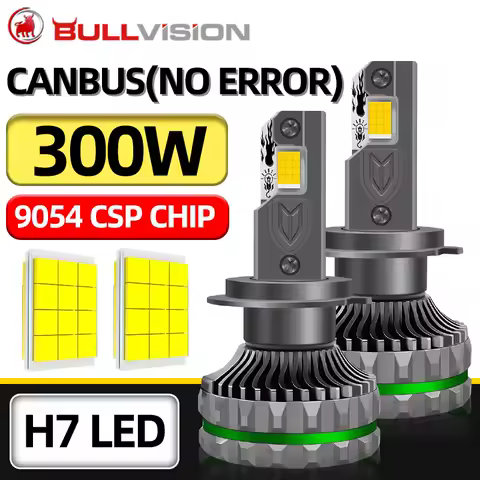 Bullvision H7 H11 H4 LED Headlight 300W K8C K7C Canbus H1 HB3 9005 6000K HB4 9006 9012 HIR2 High Power EMC Turbo Lamps Fog Light