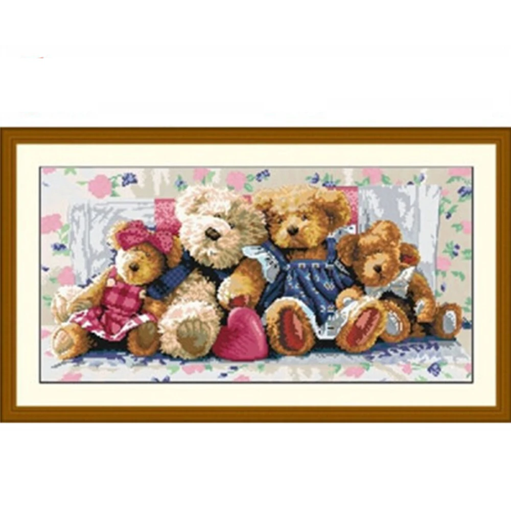 

Bear family Diy bead embroidery kits icons beadwork set circuits crafts pearl beads embroidery schemes printed canvas Stitching