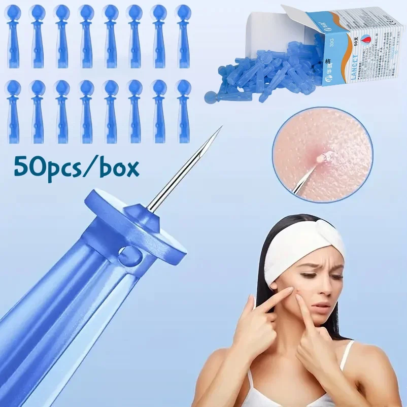 100/50pcs Disposable Pimple Acne Needles Hygienic Ultra-fine Needle for Blackhead Remover Facial Cleaning Skin Care Tools