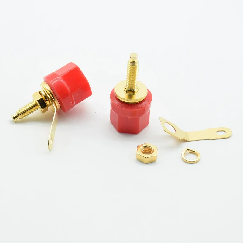 2pcs/lot Red  Black 4mm Banana Socket Nickel Plated Binding Post Nut Banana Plug Jack Connector