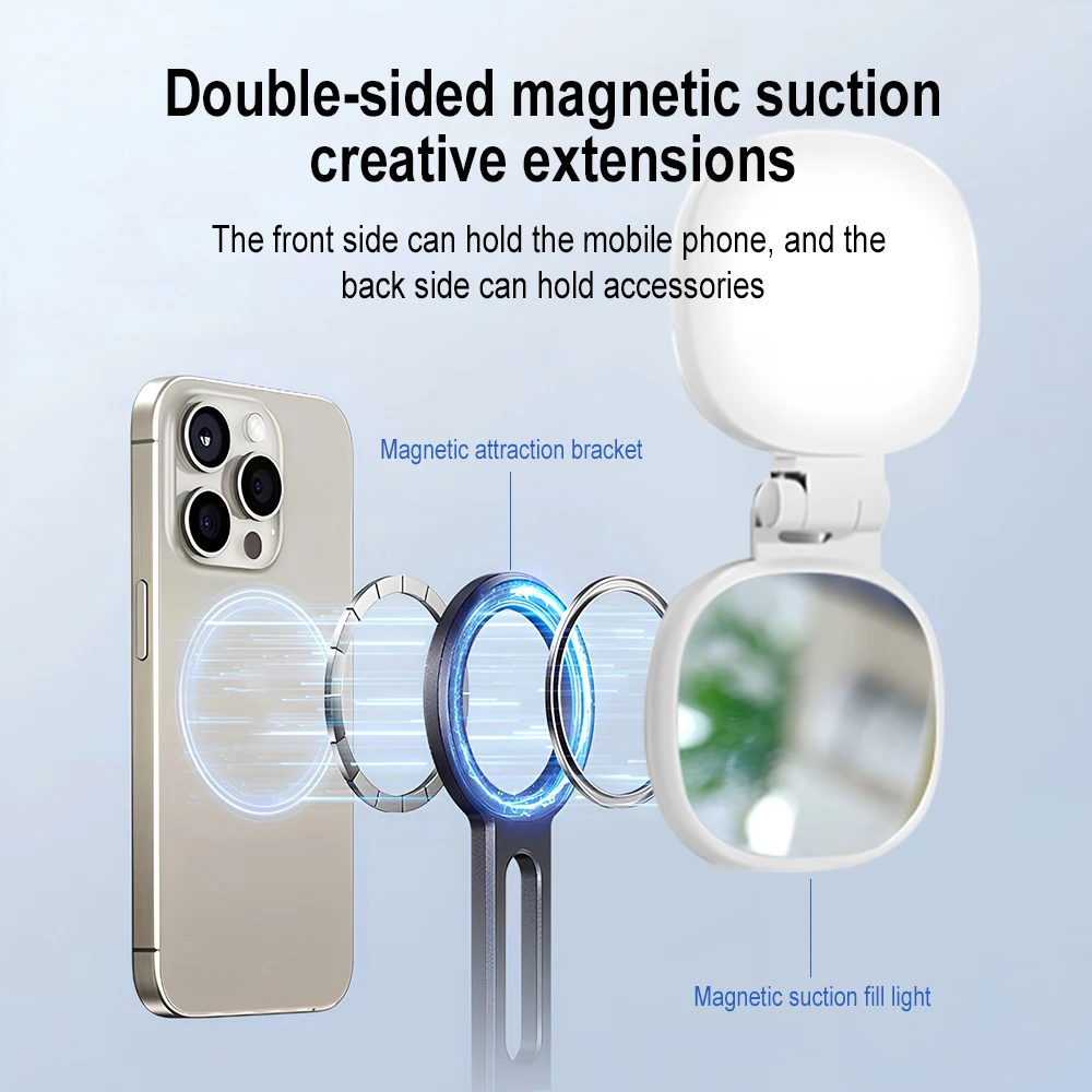 Magnetic Phone Holder Four-axis 360° Rotation Foldable Selfie Stick Aluminum Alloy Portable Pocket Tripod Stand For Vlog Live view 3