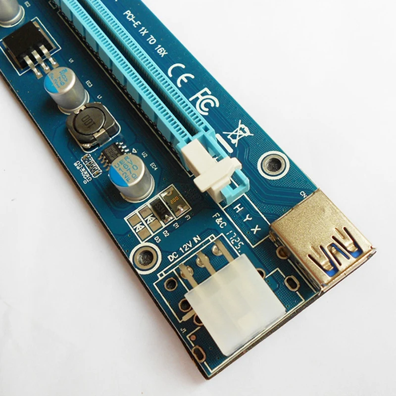 VER006C PCI-E Riser Card pour GPU Mining, PCIE 1X à 16X Extender, 60cm, Câble USB 3.0, SATA à 6Pin Power rette, 2PCs