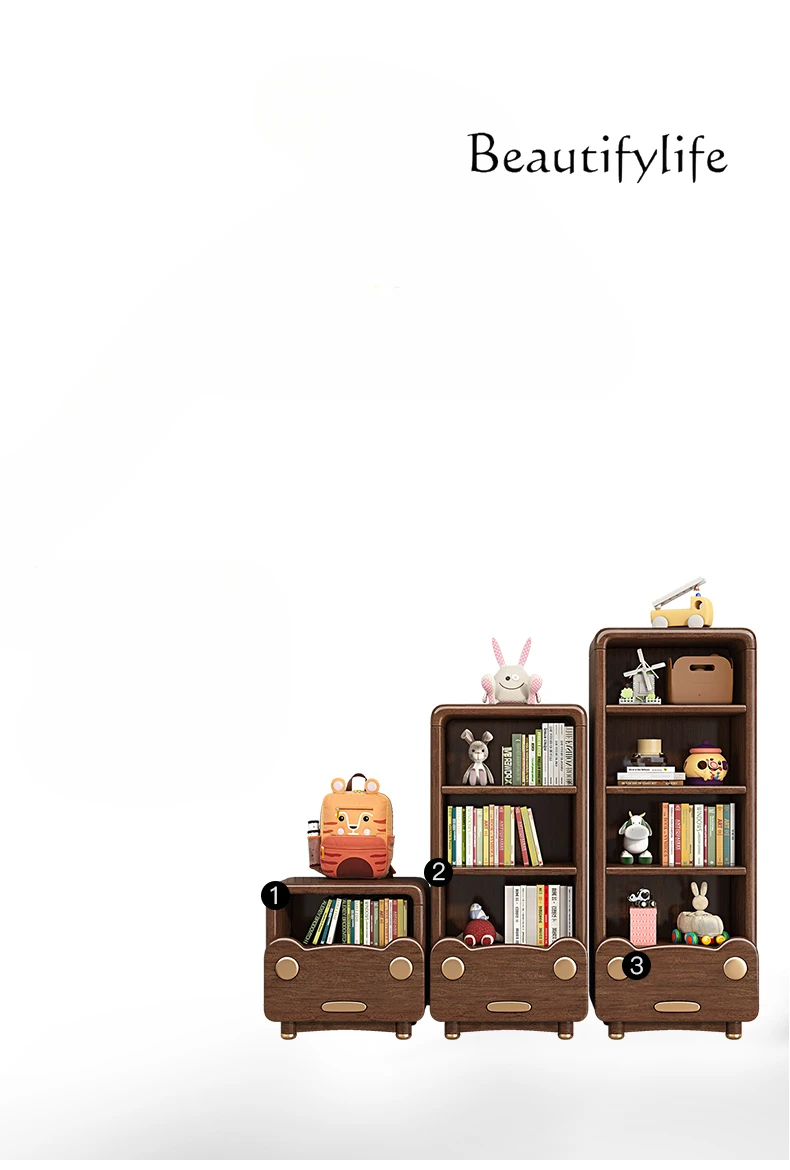 

Simple Modern Solid Wood Walnut Bookshelf Picture Book Rack Floor-Standing Rack Combination Simple Storage Storage Rack