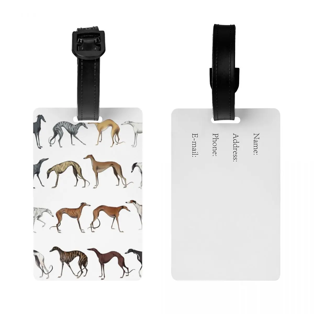 Custom Schattige Whippet Zijhond Bagagelabel Voor Koffers Mode Windhond Bagagelabels Privacy Cover Id Label