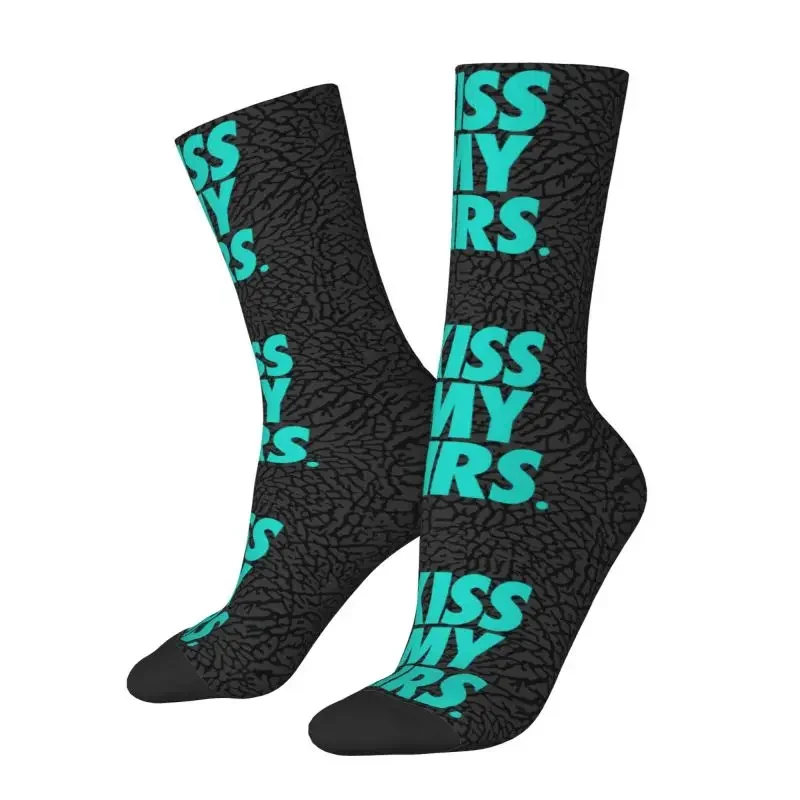 Fun Printed Kiss My Airs Socks for Women Men Stretch Summer Autumn Winter Crew Socks