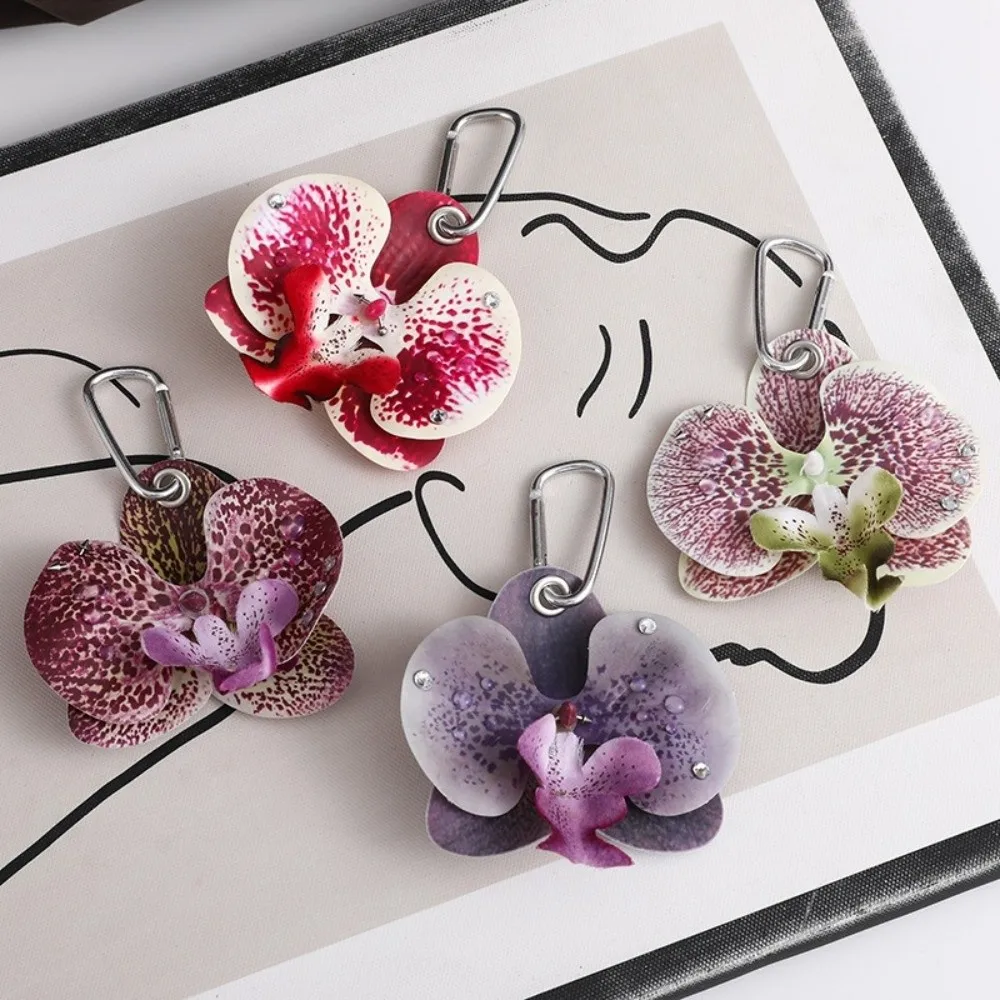 

Romantic Colorful Phalaenopsis Keychain Simulation Flower Handmade Bag Charms Orchid Lily Flower Keyring