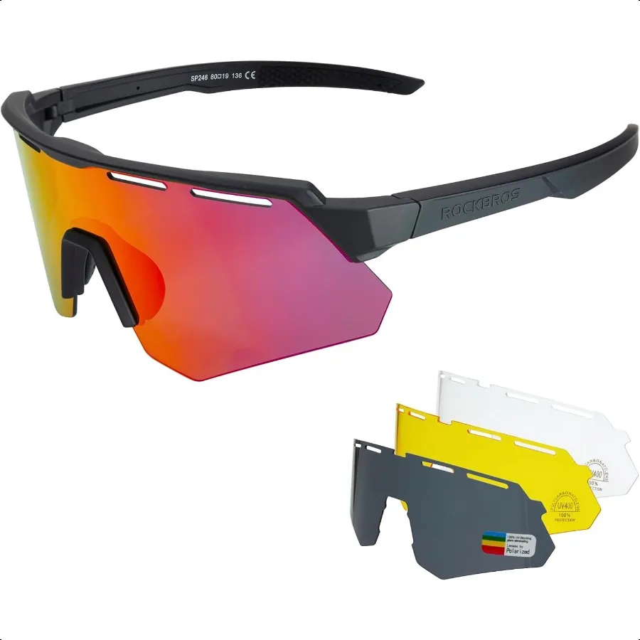 

ROCKBROS Polarized Sports Sunglasses for Men Baseball Cycling Sunglasses UV400 Protection for Women Men