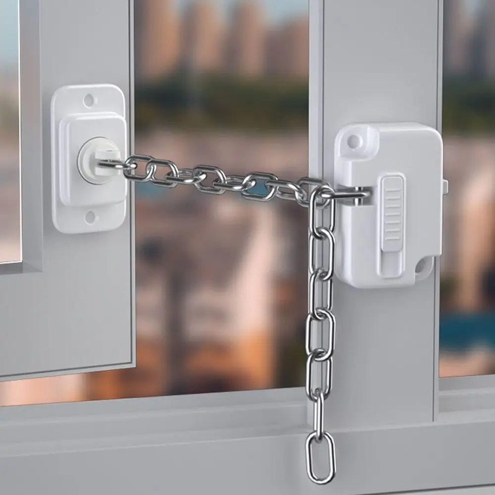 

Sturdy ABS Child Safety Window Chain Non-marking Adhesive Stainless Steel Window Stopper Protection Lock Paste Apartments
