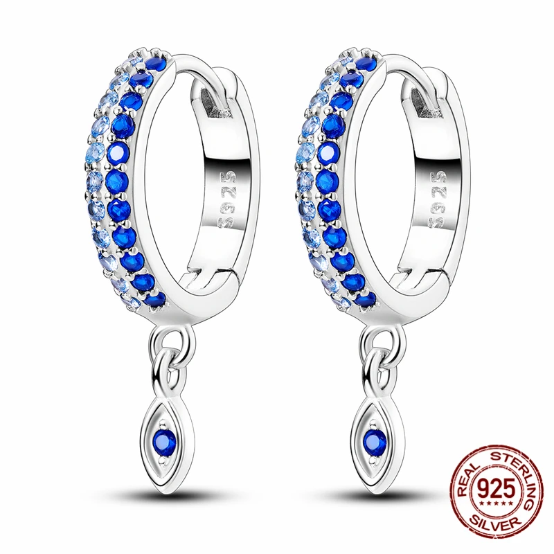 

Original designer 925 Sterling Silver Elegant ewelry Fashion Blue Gemstone-set eyes Earrings for Woman Wedding Party Gift