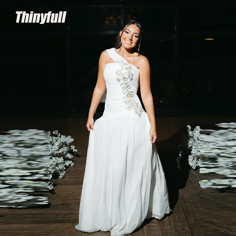 

Тонкие арабские платья для выпускного вечера трапециевидной формы на одно плечо, без рукавов, с бисером, вечернее платье Дубай, длинное платье, robes de soirée, по индивидуальному заказу