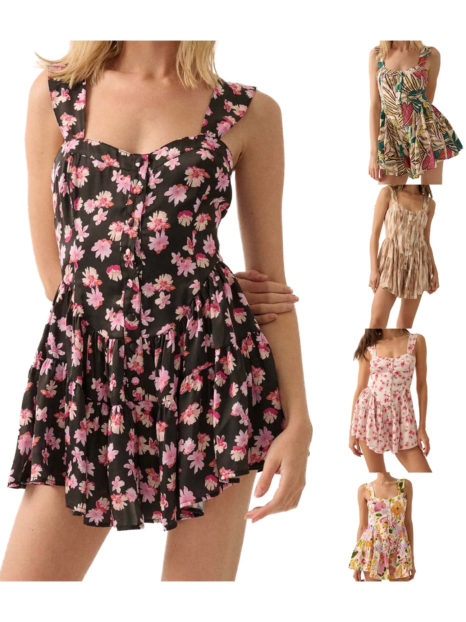 Elegante abito in pizzo con scollo a V, vestibilità senza maniche, abito da cocktail party con chiusura a cerniera e ricami floreali