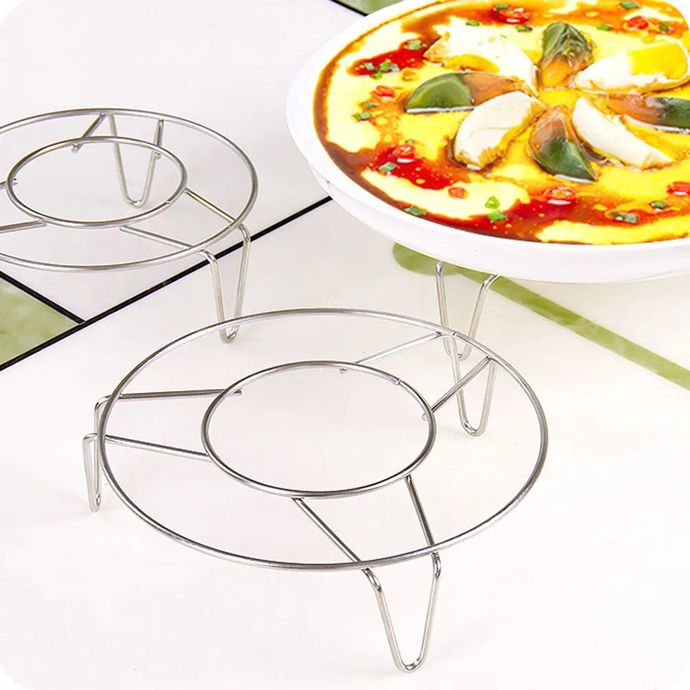 Round Three Legs Stainless Steel Steamer Rack Stand Cooker Steam Rack Kitchen Cooking Food Steaming Baking Roasting