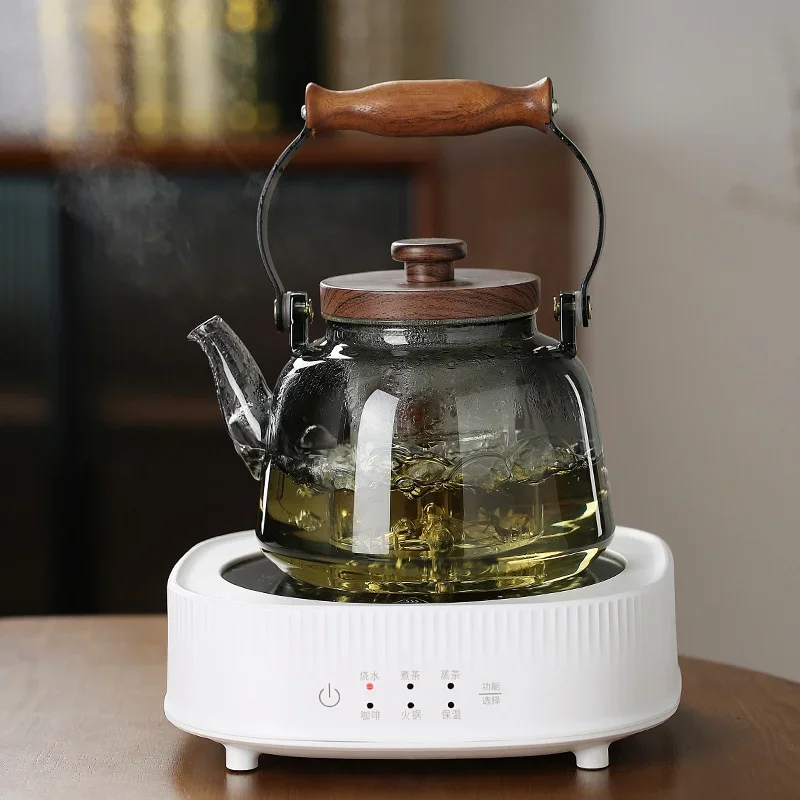 High Borosilicate Glass Teapot with Tea Strainer Infuser Flower Puer Kungfu Tea Set Kettle Household Lifting Beam Heated Kettle