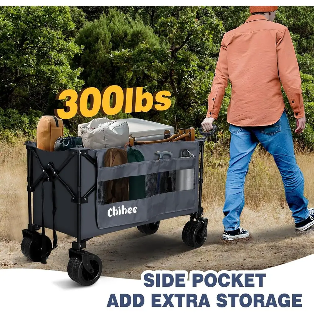 عربة أدوات خارجية قابلة للطي بسعة كبيرة الحجم وعجلات محمولة شديدة التحمل لجميع التضاريس وجيوب جانبية كبيرة الحجم ودكتور #2
