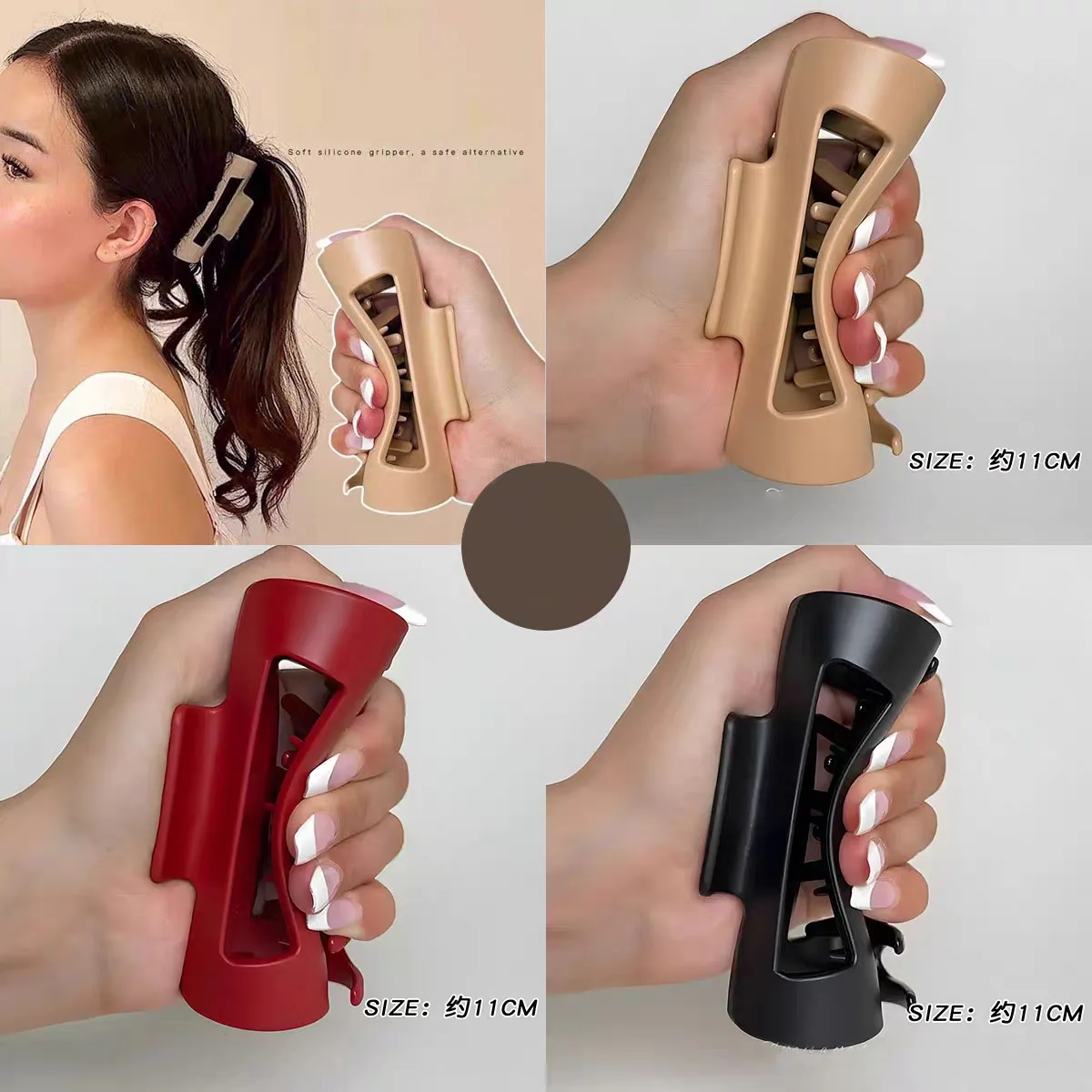 

Новые большие мягкие силиконовые заколки-крабы в форме акулы (2 шт.) для женщин и девочек, ретро-стиль, простые аксессуары для волос, украшение для головы