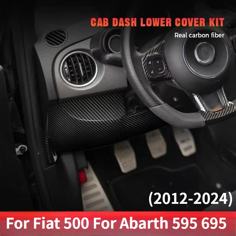 

For Fiat 500 For Abarth 595 695 Real Dry Carbon Fiber 2012-2024 Cab Dashboard Lower Cover Interior Modification Accessories
