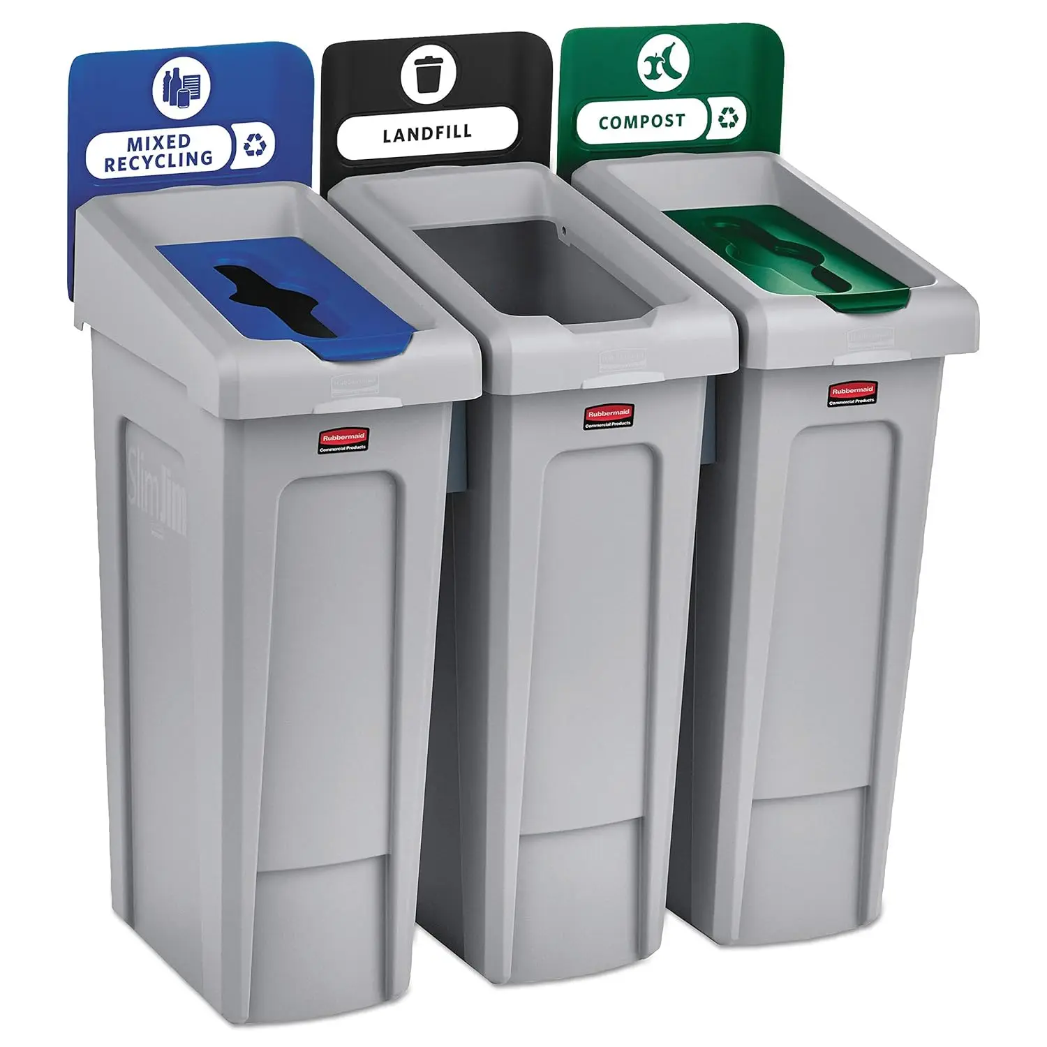 

Products SLIM JIM Recycling Station 3-Stream Landfill/Mixed Recycling/Compost Bin/Can/Kit/Station, 23 Gal