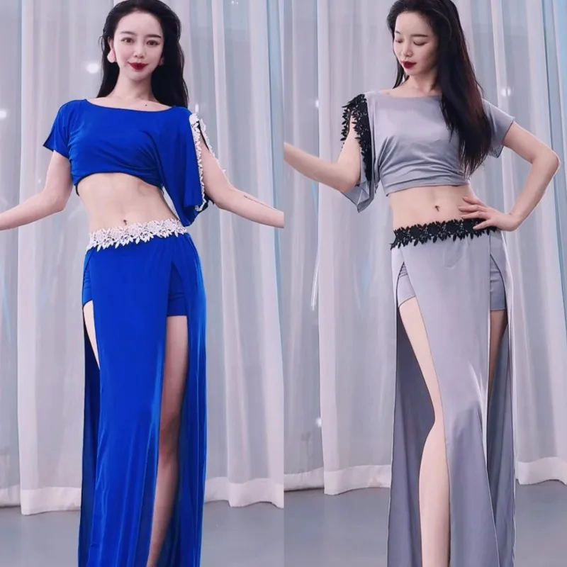 تخصيص أزياء الرقص الشرقي ممارسة البدلة مزدوجة سبليت ملابس الرقص الشرقي ممارسة مجموعة فئة موحدة