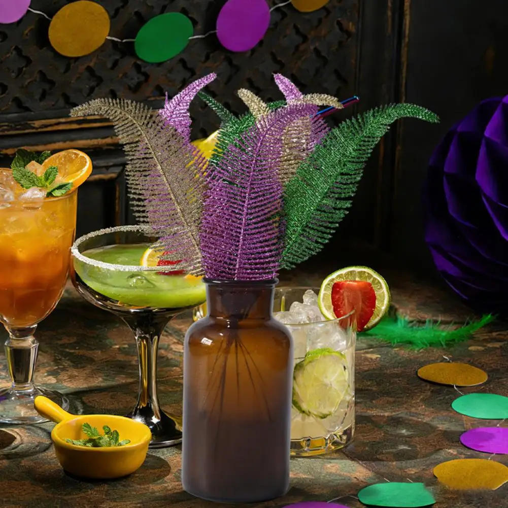 

Glitter Leaf with Stems Glitter Artificial Fern Leaves with Stem Realistic Golden Green Purple Fake Foliage Wedding Party Table