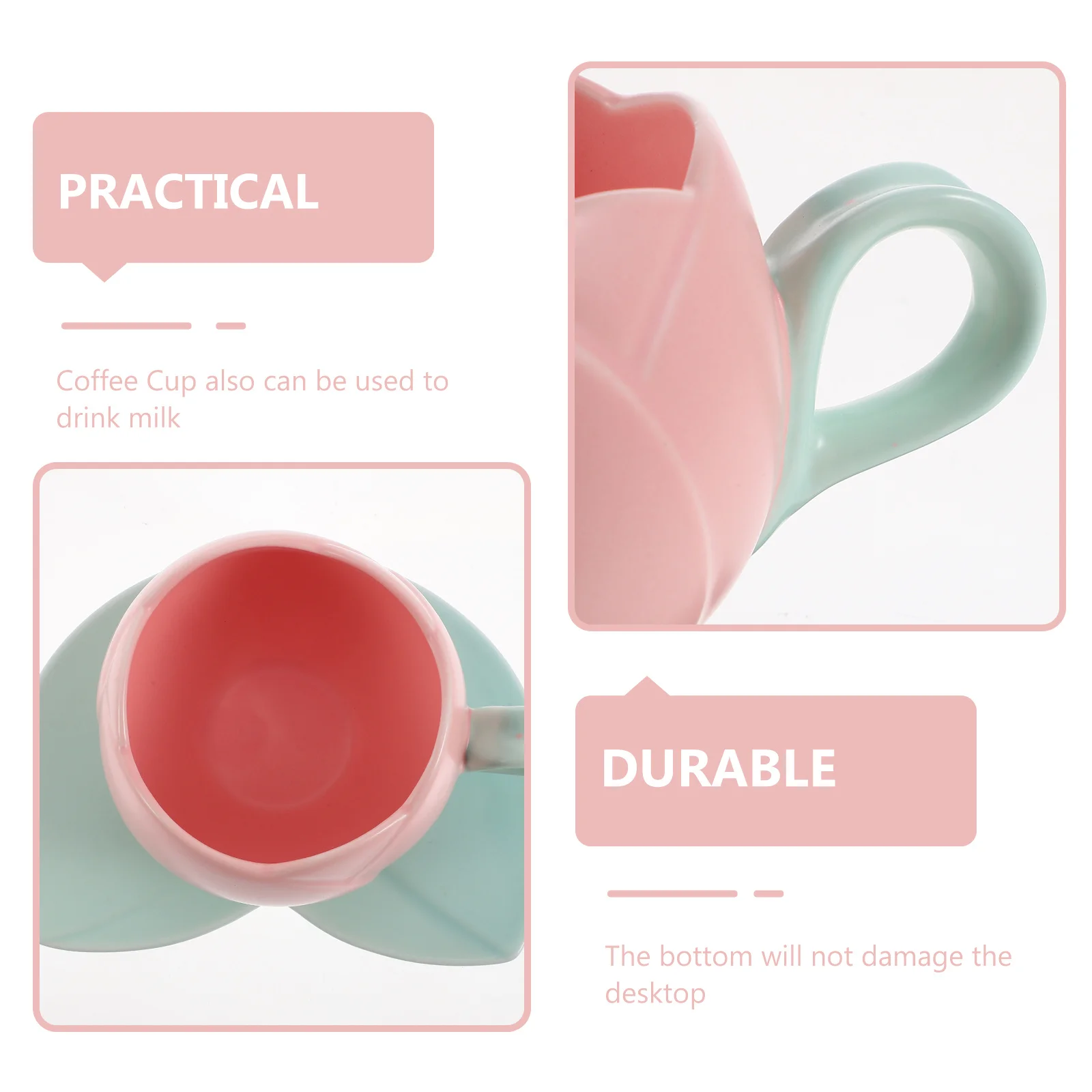 

1Set Coffee Cup Ceramic Tulip Design Tea Cup for Home Store Desktop Friendly Milk Water Juice Coffee Mugs Funny