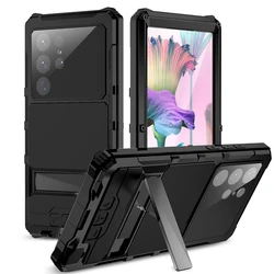 Metal Armor Heavy Duty Cover For Samsung Galaxy S24 S23 S22 Ultra 5G Camera Screen Protection Shockproof Phone Cases Coque Funda