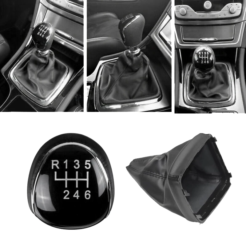 6 Speed Leather Gear Shift Knob Shift Lever Gaitor Boot Cover for Ford Mondeo IV S-MAX C-MAX Transit Focus MK3 MK4 Kuga