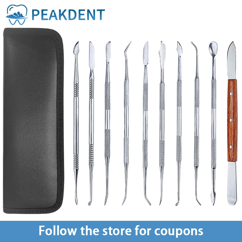 10pcs Teeth Wax Carving Tool Set Dental Spatula Plaster Knife Stainless Steel Versatile Dental Instrument Dentist Tools