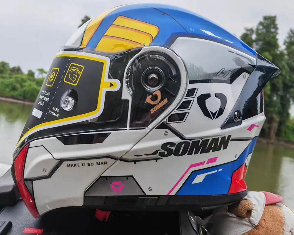 

SOMAN Motorcycle Racing Helmet Safety Helmet Four Seasons Locomotive Big Head Circle Double Lens Riding Uncovered Helmet SM965