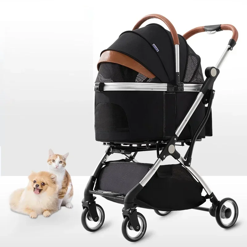 Detachable Pet Stroller, Aluminium Alloy Dog Trolley, Corgi Teddy Cat Cart, Load Bearing 15kg, Small Dogs