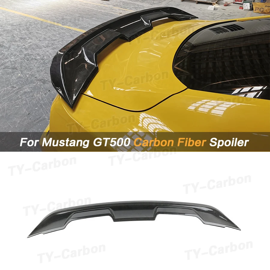 Real Carbon Fiber Car Rear Spoiler Wing For Ford Mustang 2015-2023 GT500 Style Tail Wing Diffuser Trunk Lip Splitter Bodykit