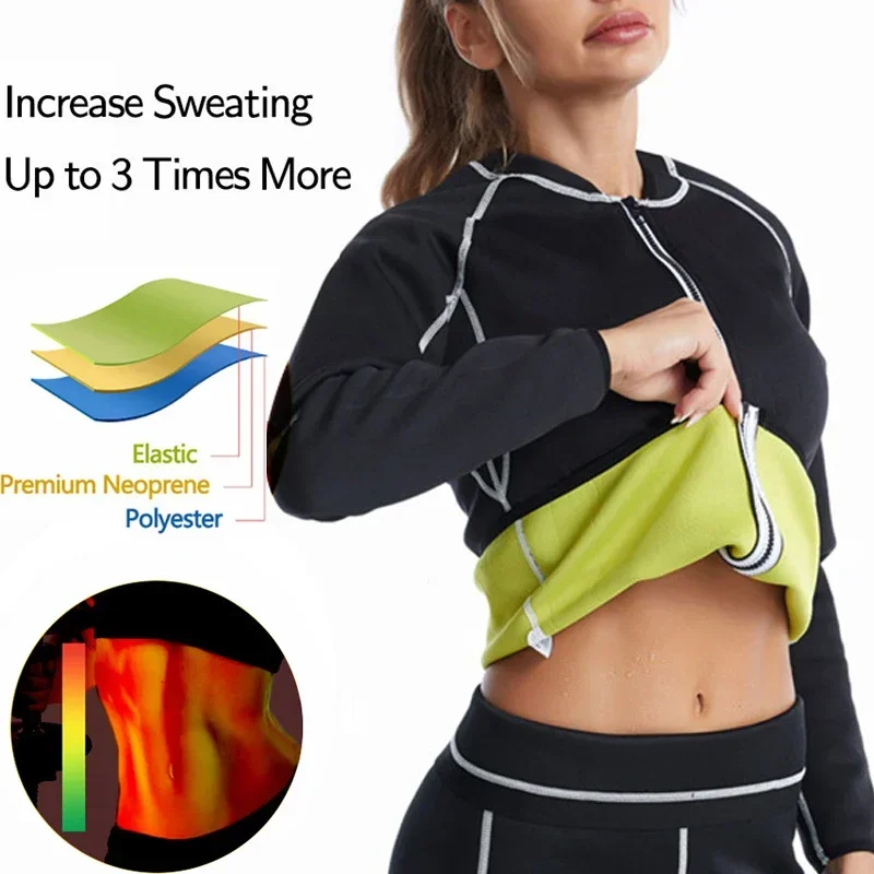 

Slimming Tops Neoprene Sweat Thermal Suits Women Shirts With Sleeves Weight Loss Body Shaper Waist Trainer Shapewear