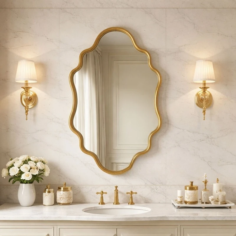 Bathroom Nordic Mirror Modern Vintage Korean Style Dressing Table Mirror Luxury Aesthetic Spiegel Wand Living Room Decorations