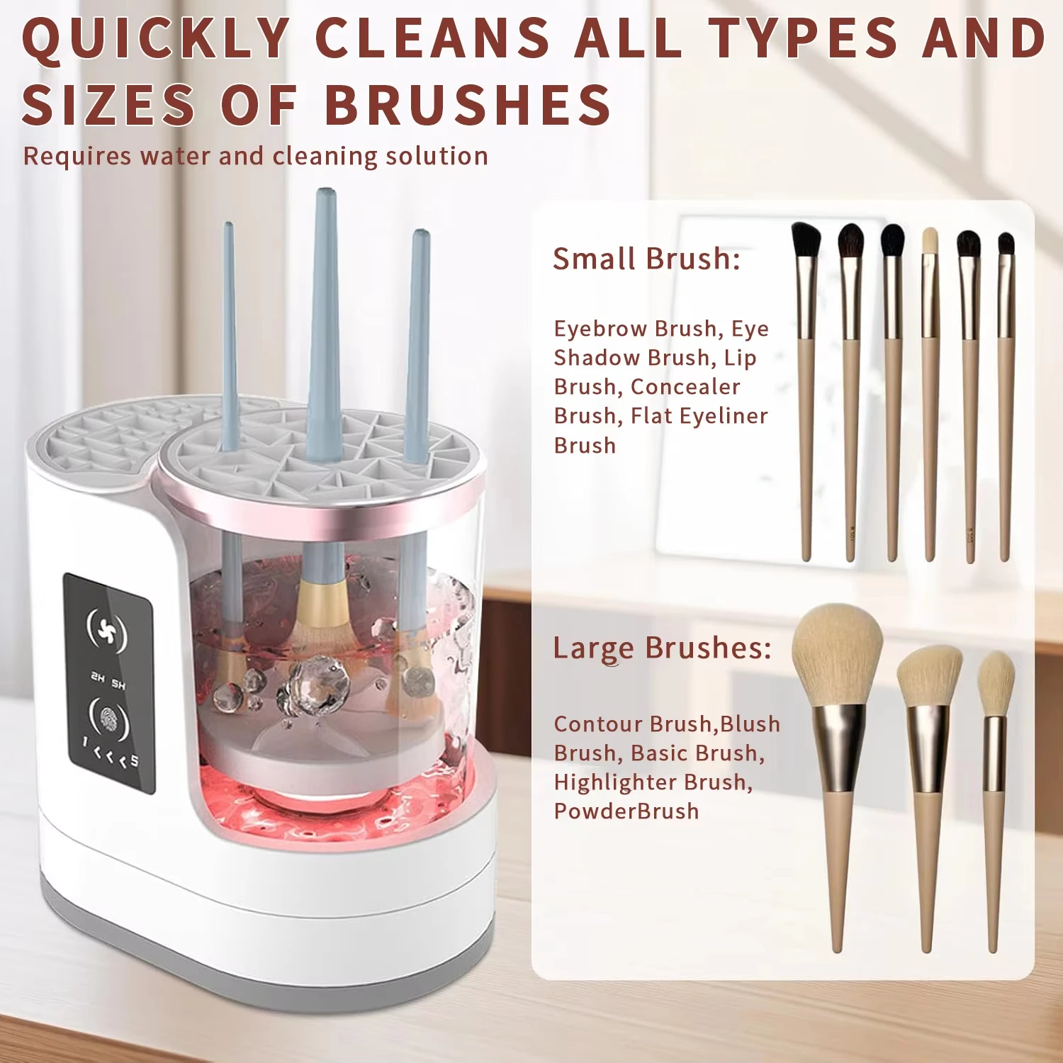 Electric Makeup Brush Cleaner Machine Smart Time Saving High Efficient Safe Cosmetic Brushes Cleaning Tool for Home Salon Use