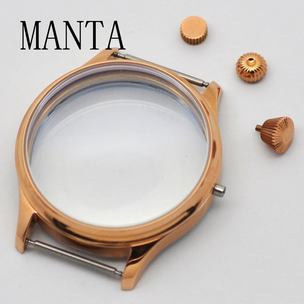 MANTA 44mm Stainless Steel Silver Rose Gold Black Case Fit ETA6497/6498 Seagull ST3600 Movement Watch Parts