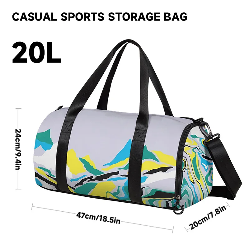 National Tide Wind Flow Mountain Print Travel Training Yoga Swimming Dry Wet Separation Independent Shoe Bin Sports Fitness Bag