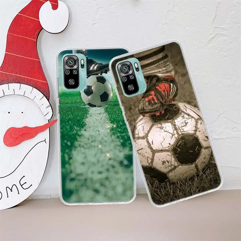 Football Soccer Ball Design Phone Case For Xiaomi Poco X3 F6 X4 F4 GT M3 M4 M5 M5S X5 X6 Pro 5G F5 F3 F2 F1 Mi Note 10 Lite Sil