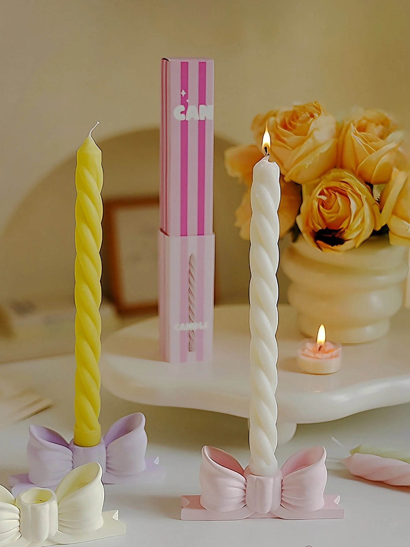 25cm Double Spiral Long Stick Scented Candles, Smokeless Handmade, Valentine's Day Wedding Proposal Anniversary Party Decor