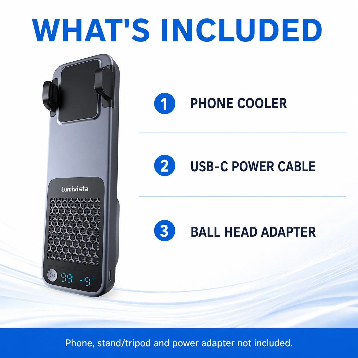 Silent Phone Cooler Semiconductor Refrigeration 20W Low Noise No Mic‑Interference AI Temperature Control Phone Radiator for Live