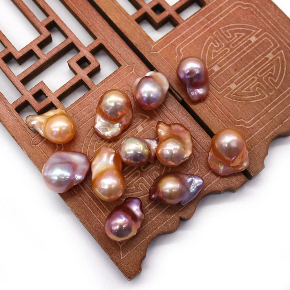 

Natural Freshwater Pearls 12x15-16x23mm Purple Irregular Tail-shaped Large Non-drilled Loose Pearls for DIY Necklace Accessories