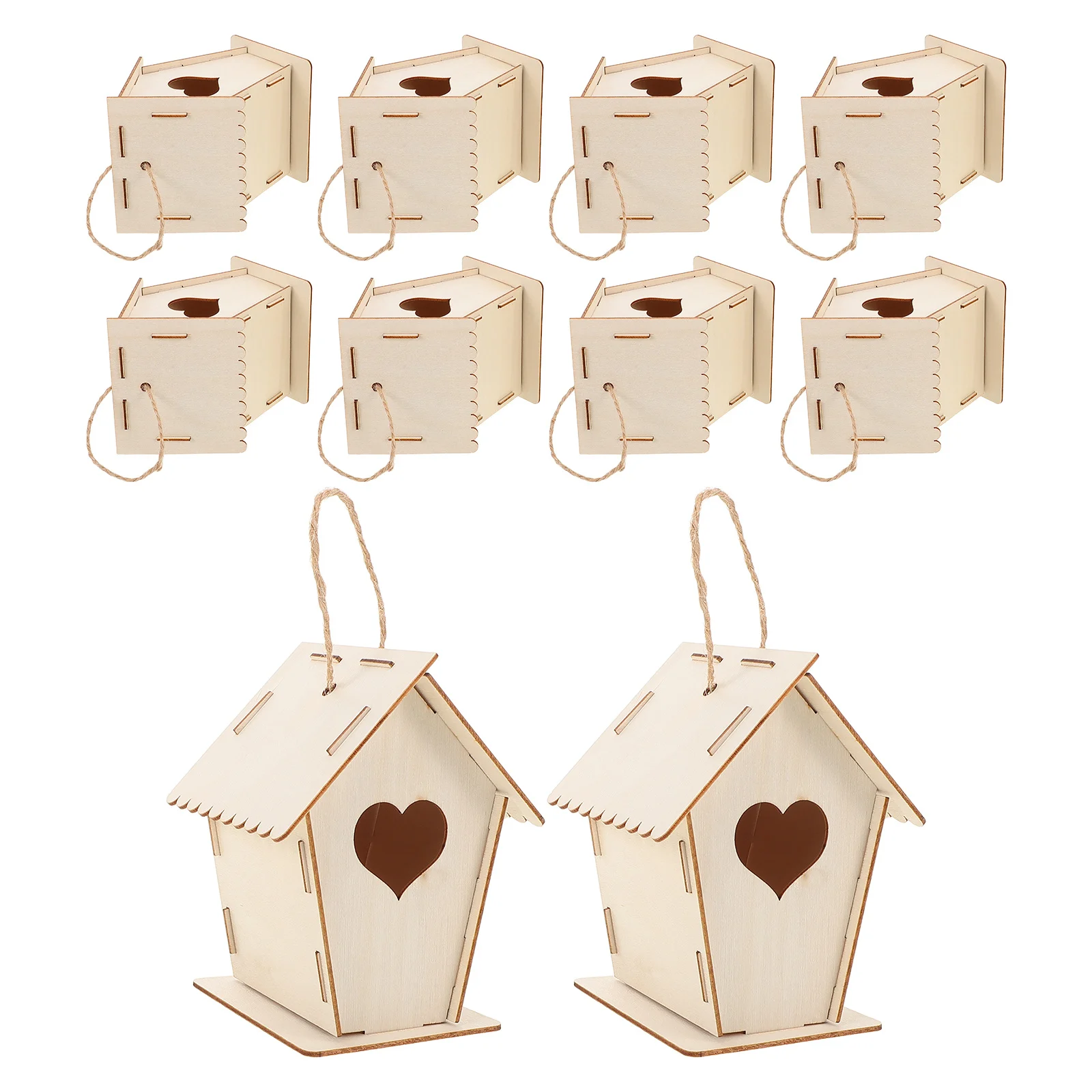 12 قطعة من بيوت الطيور الخشبية DIY للأطفال، طلاء غير مكتمل، مشغولات معلقة خارجية لتزيين الحديقة، مجموعة بيت الطيور للأطفال #1