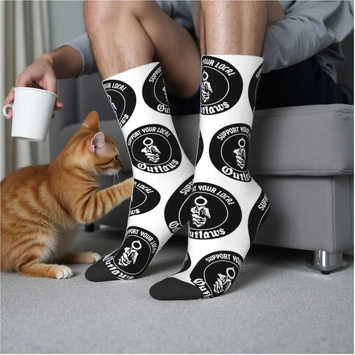 

Outlaws Mc Support Socks Harajuku Sweat Absorbing Stockings All Season Long Socks Accessories for Man's Woman's Gifts
