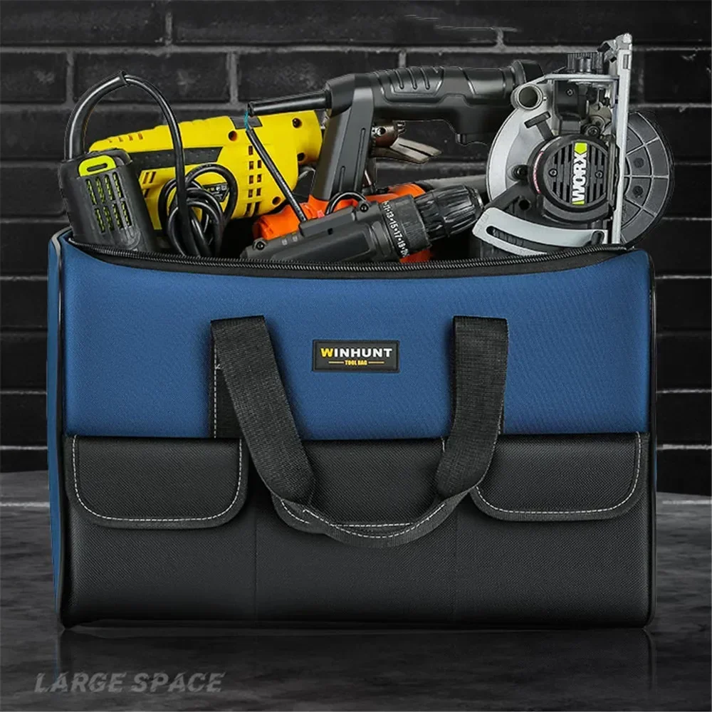 New Square Tool Bag with 30% More Capacity Waterproof Multi Pockets Tool Organizer Tool Pouch for Electrician Tools