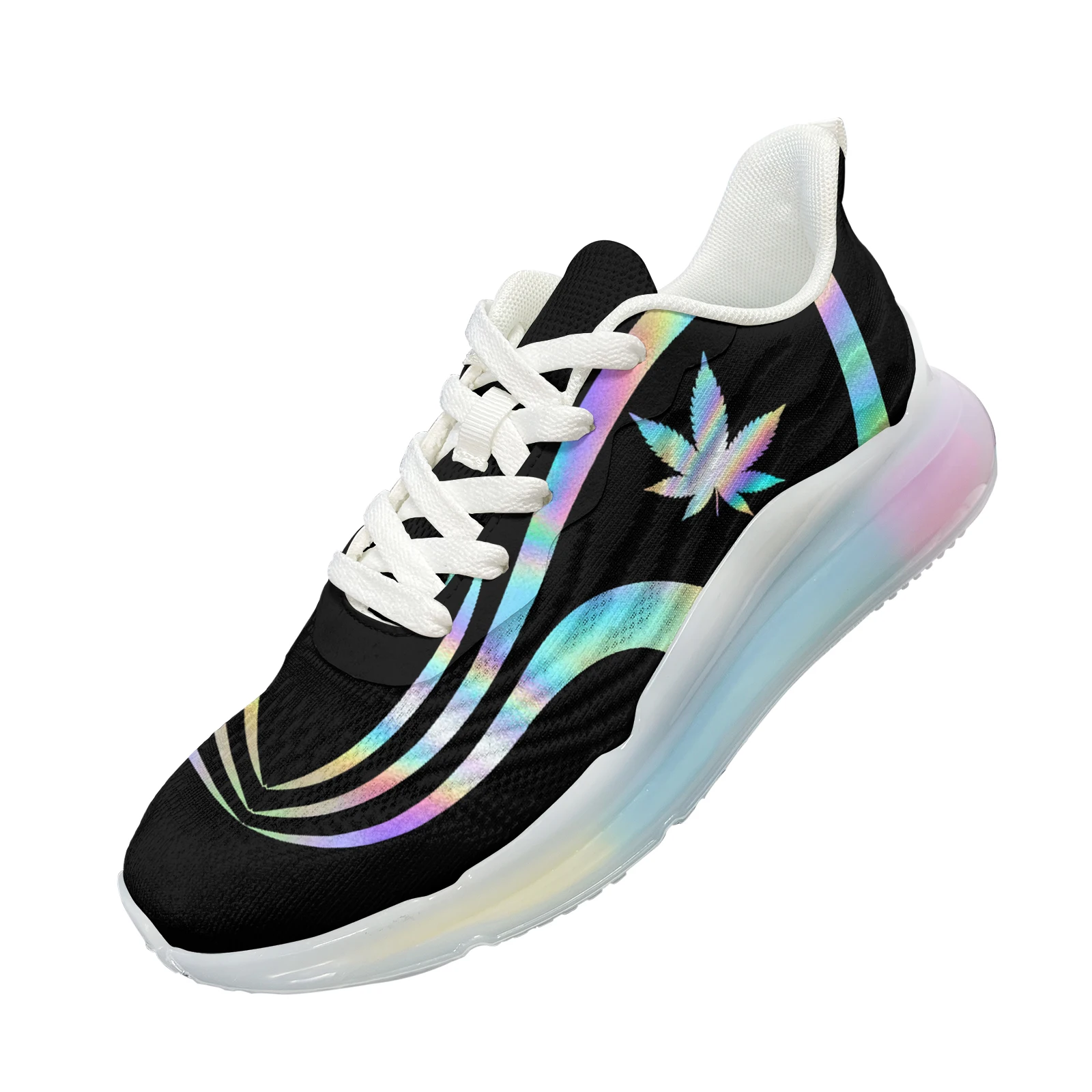 Fashion Gradient Weed Leaves Printend Sneakers AF Cushion For Walk Shoes Tennis Brand Sneakers Men Casual Sneakers