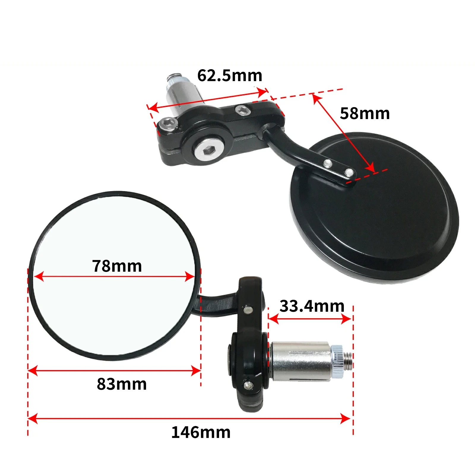 2PCS 22mm Universal motorcycle bike modified retro folding motorcycle rearview mirror black blank  handlebar rearview mirror