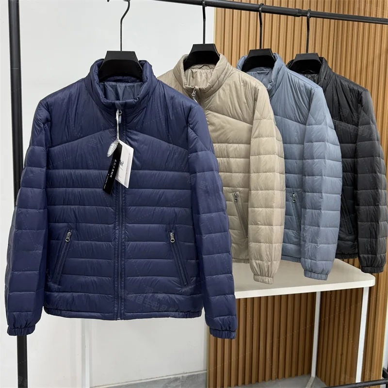 

Мужская пуховая куртка с воротником-стойкой, водонепроницаемая, для активного отдыха, зимняя, 90% пух, легкая, теплая, повседневная, на молнии